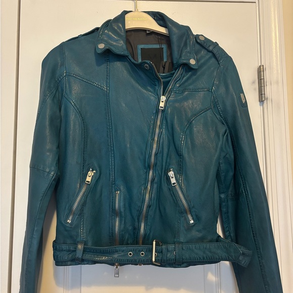 NWT Teal Mauritius Women's Leather Jacket Size Large (U.S. 10) - Picture 1 of 6